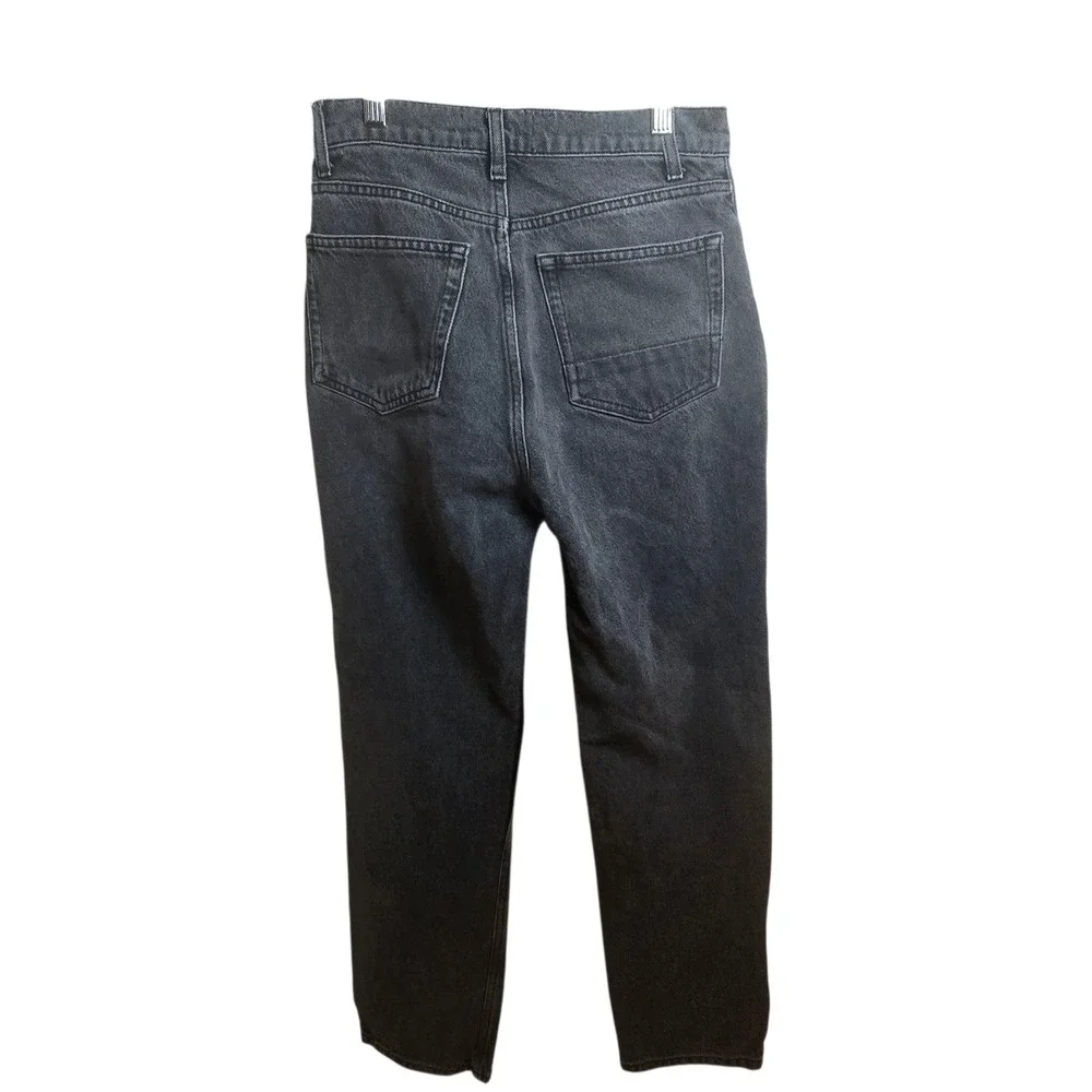 Reformation Cynthia High Rise‎ Straight Jeans Gray Patch Detail 26